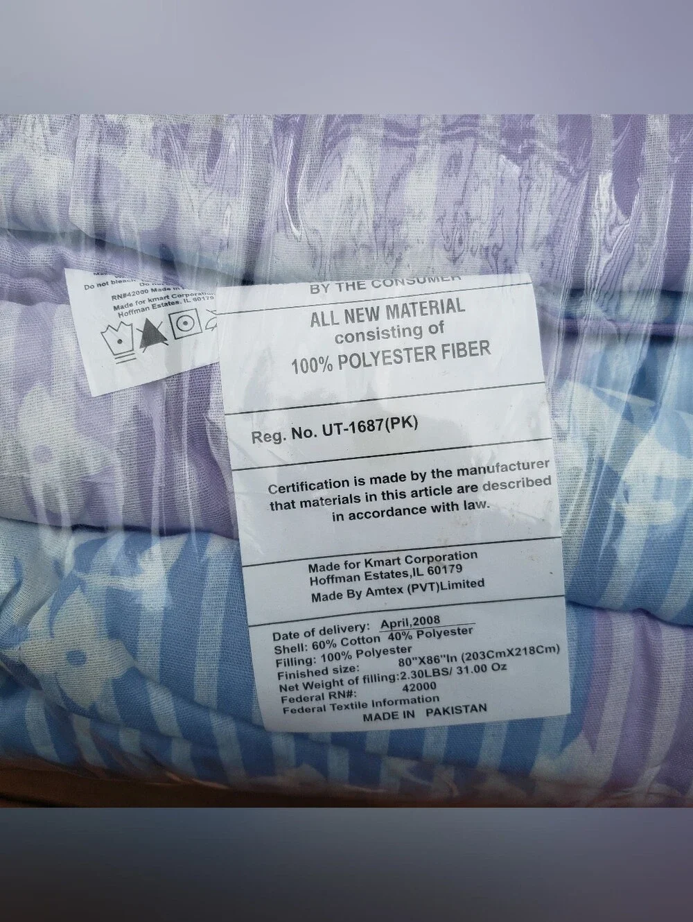 Essential Home Purple, Blue & White Floral Design FULL Comforter W/ Shams -KMART